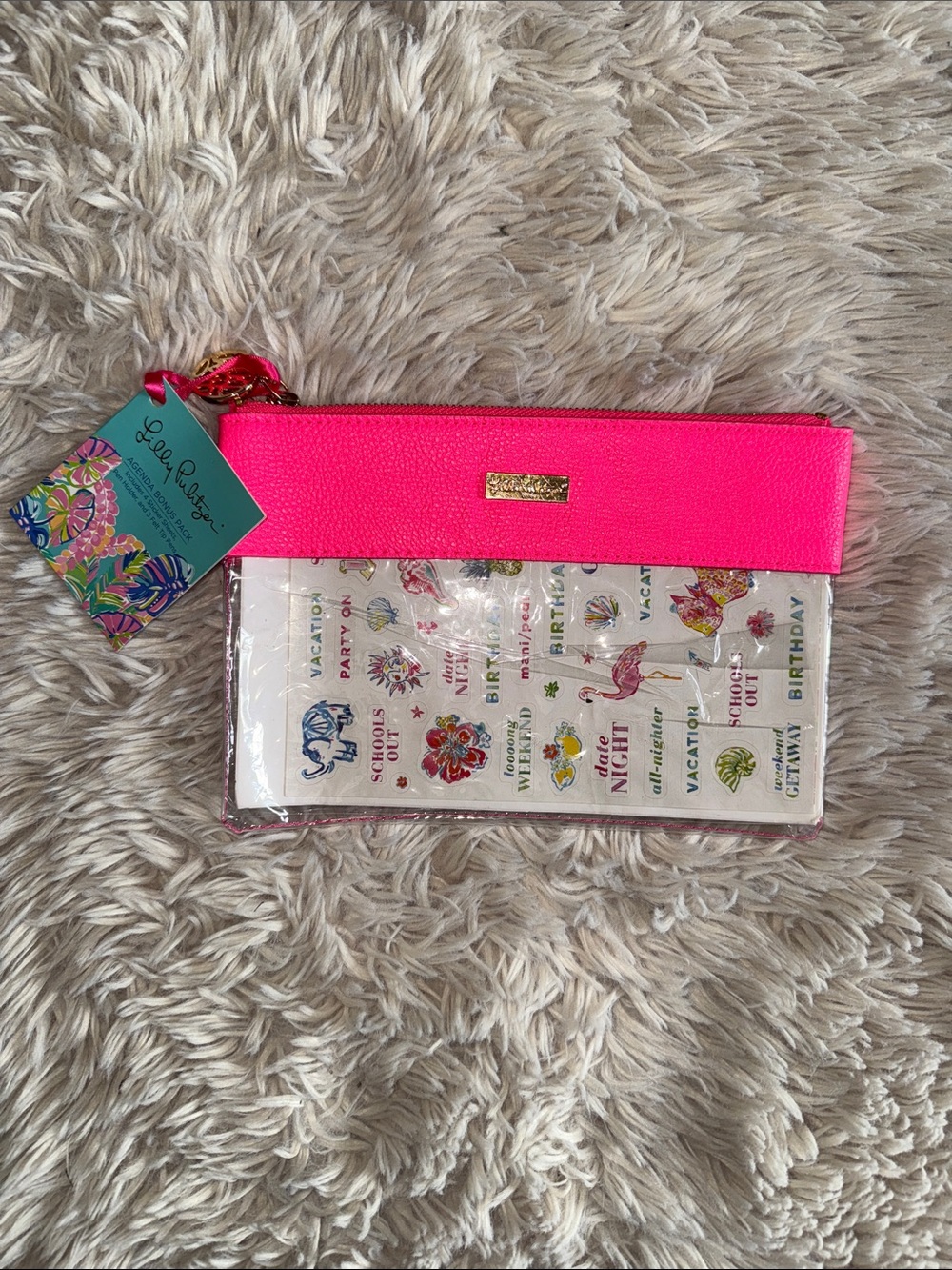 🌴 NWT Lilly Pulitzer Neon Pink Clear Zip Pouch/Pencil case
